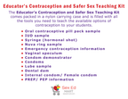 Educator's Contraception and Safer Sex Teaching Kit, full contents label