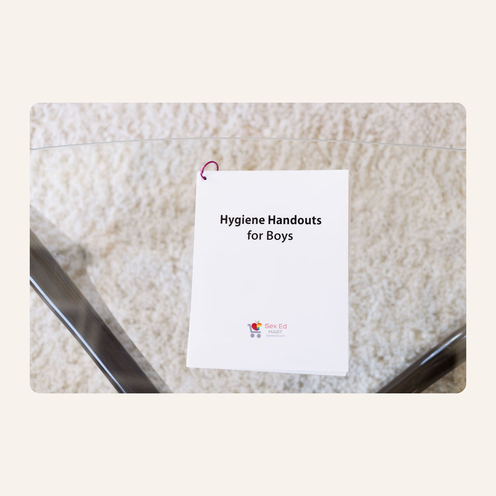 Hygiene Handouts for Boys booklet, ring-bound with a plain title cover
